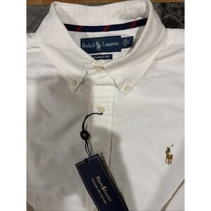 RALPH LAUREN White Button Down Shirt Classic Fit Oxford Sz Large